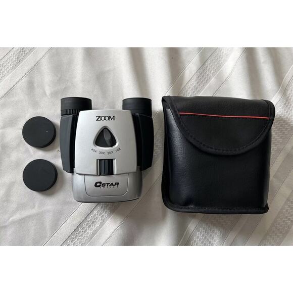 CStar Optics Zoom Binoculars Silver With Case And Lens Covers